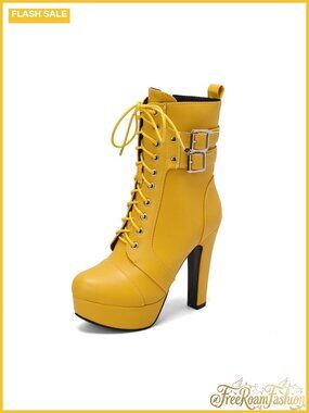 Faux Leather Studded Ankle Boots Block Heel Punk Fashion